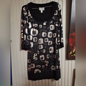 Joseph Ribkoff Dress with Silver Geometric Patterns.. Wore Once